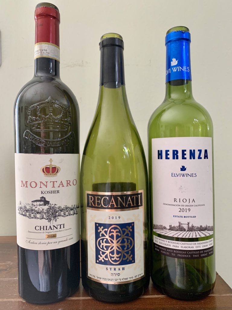 2018 Montaro Chianti; 2019 Recanati Syrah; 2019 Elvi Herenza Rioja Semi-Crianza