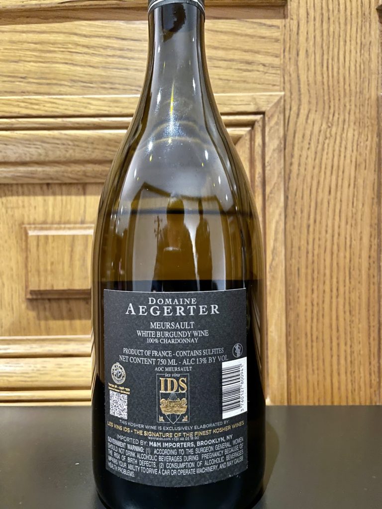 2020 Domaine Aegerter, Meursault (back label)