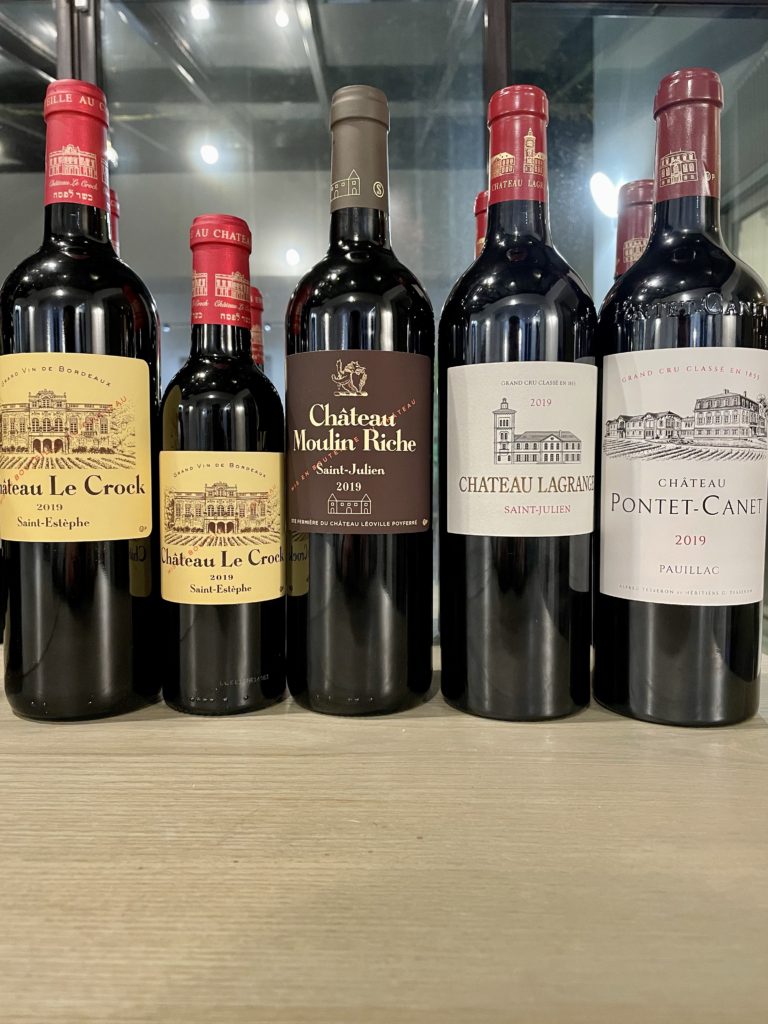 2019 Chateau Le Crock, Saint-Estephe; 2019 Chateau Moulin Riche, Saint-Julien; 2019 Chateau LaGrange, Grand Cru Classe En 1855, Saint-Julien; 2019 Chateau Pontet-Canet Grand Cru Classe en 1855, Pauillac