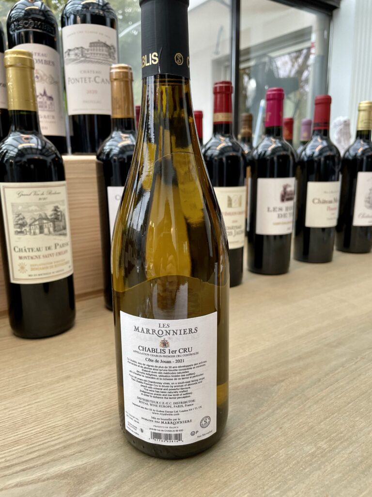 2021 Les Marronniers, Chablis Premier Cru (back label)