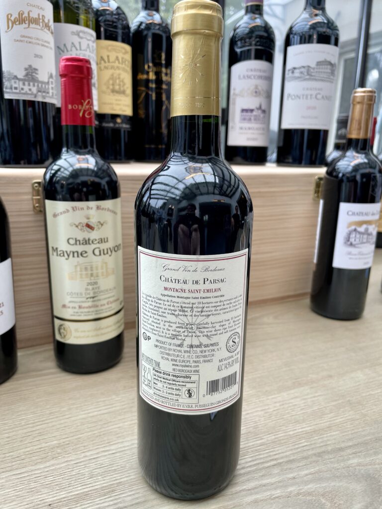 2020 Chateau de Parsac, Montagne Saint-Emilion (back label)