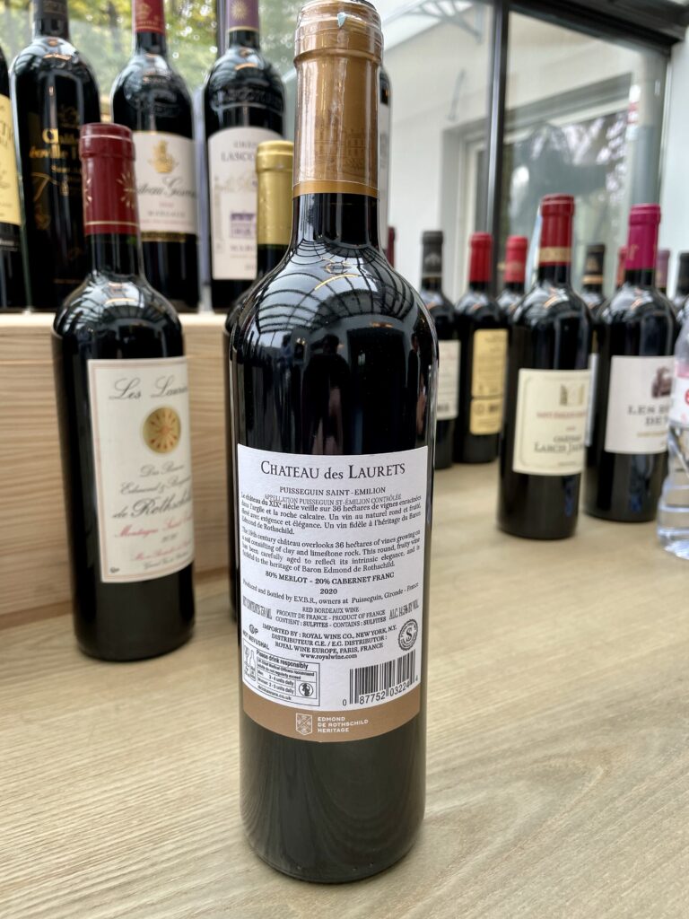 2020 Chateau de Laurets, Pusseguin Saint Emilion (back label)