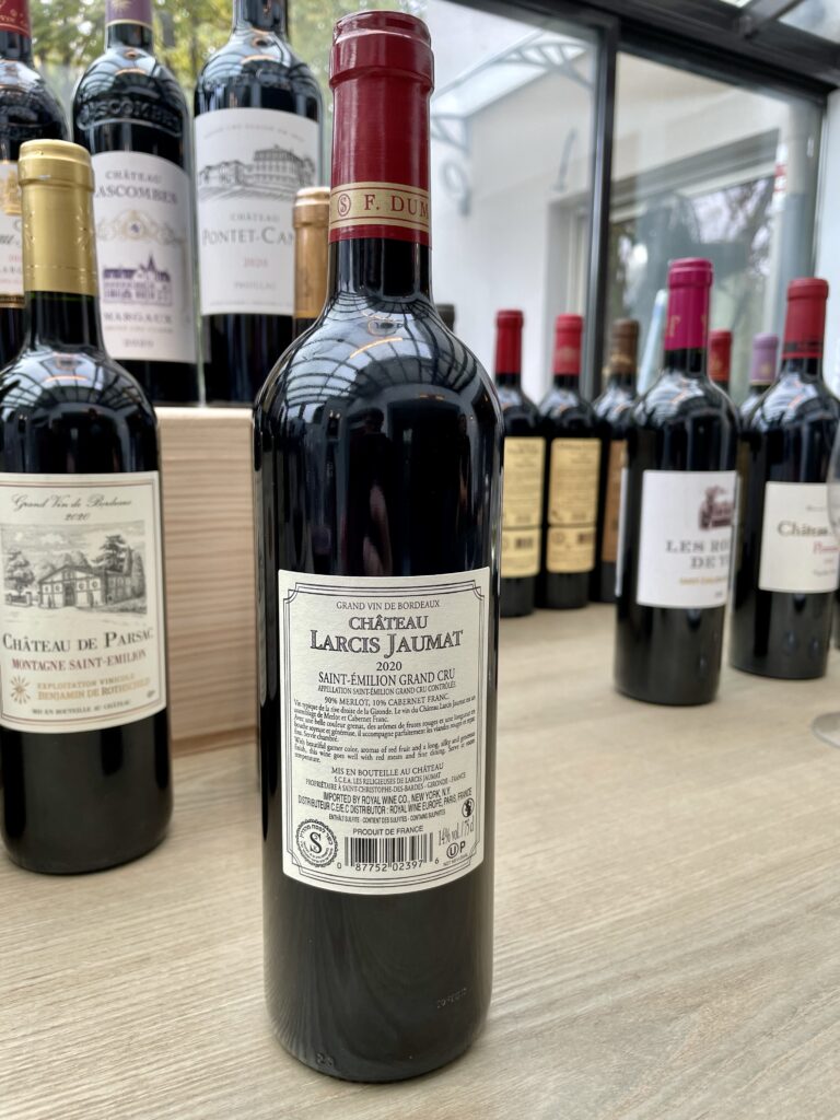 2020 Chateau Larcis Jaumat, Saint Emillion Grand Cru (back label)