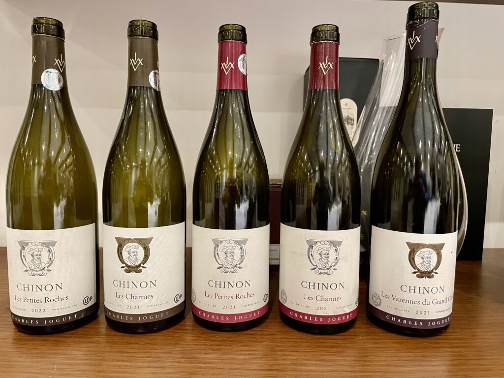 2022 Charles Joguet, Les Petites Roches, Blanc, Chinon; 2021 Charles Joguet, Les Charmes, Blanc, Chinon; 2021 Charles Joguet, Les Petites Roches, Rouge, Chinon; 2021 Charles Joguet, Les Charmes, Rouge, Chinon; 2021 Charles Joguet, Les Varennes du Grand Cru Clos, Chinon;