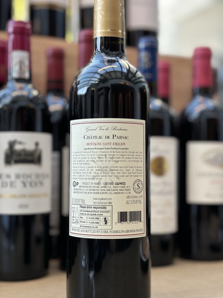 2021 Chateau de Parsac, Montagne Saint-Emilion (back label)
