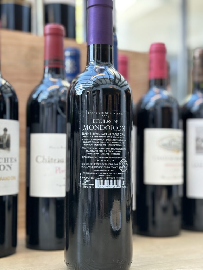 2021 Etoiles de Mondorion, Saint-Emilion (back label)