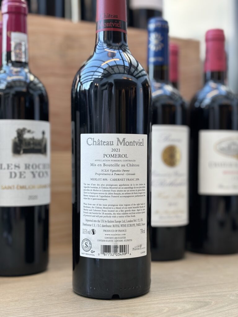 2021 Chateau Montviel, Pomerol (back label)