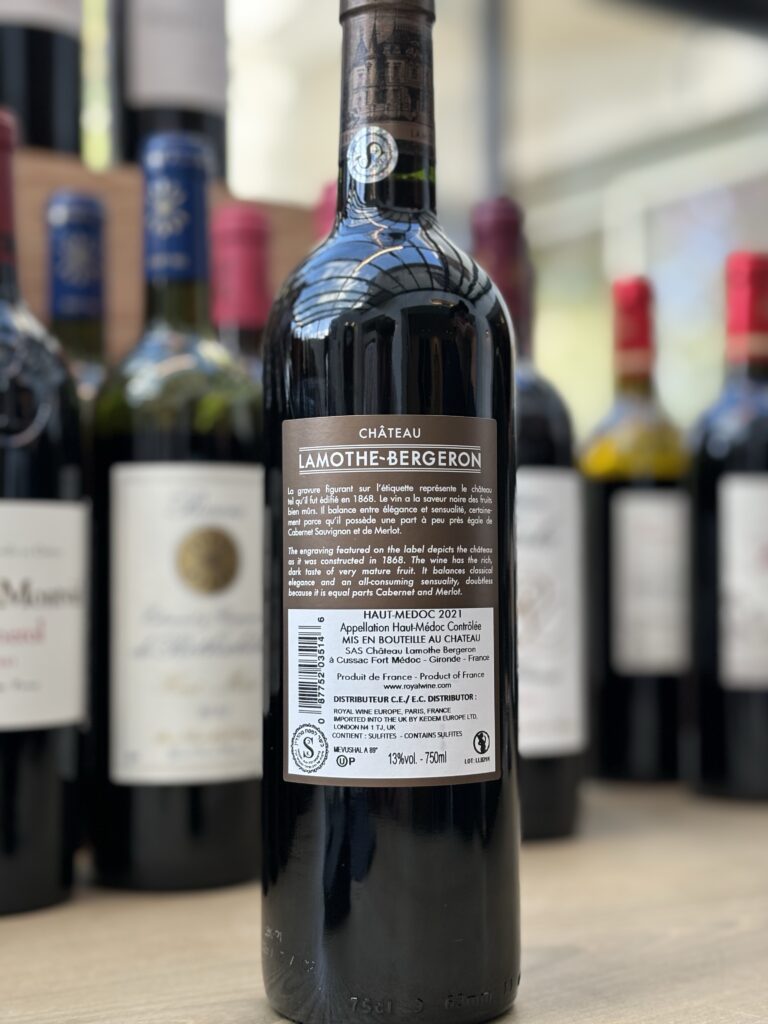 2021 Chateau Lamothe-Bergeron, Haut-Medoc (back label)