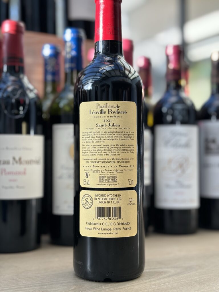 2021 Pavillon de Leoville Poyferre, Saint-Julien Julien (back label)