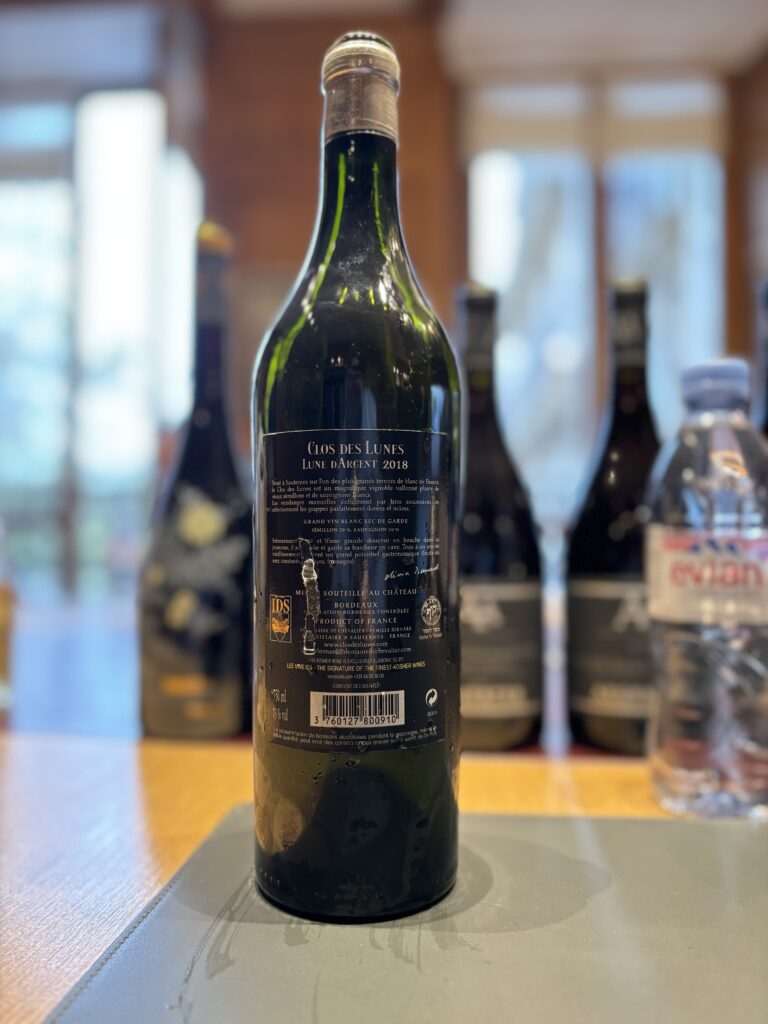 2018 Clos des Lunes, Lune D’Argent, Bordeaux (back label);