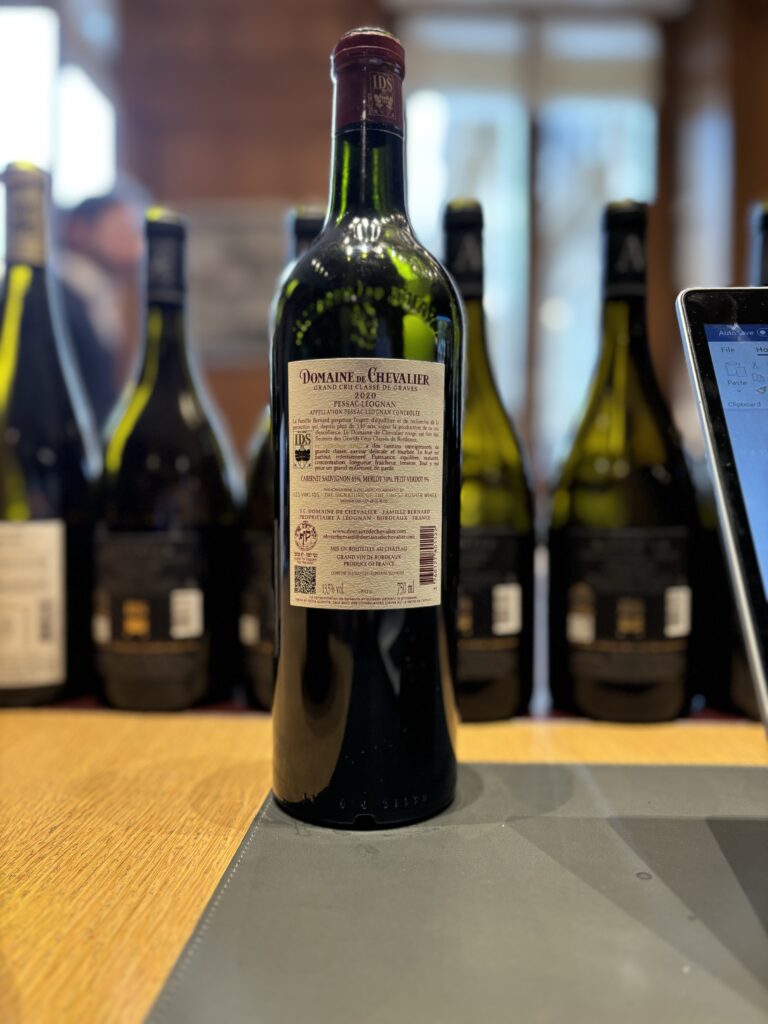 2020 Domaine de Chevalier, Grand Cru Classe de Graves, Pessac-Leognan (back label);