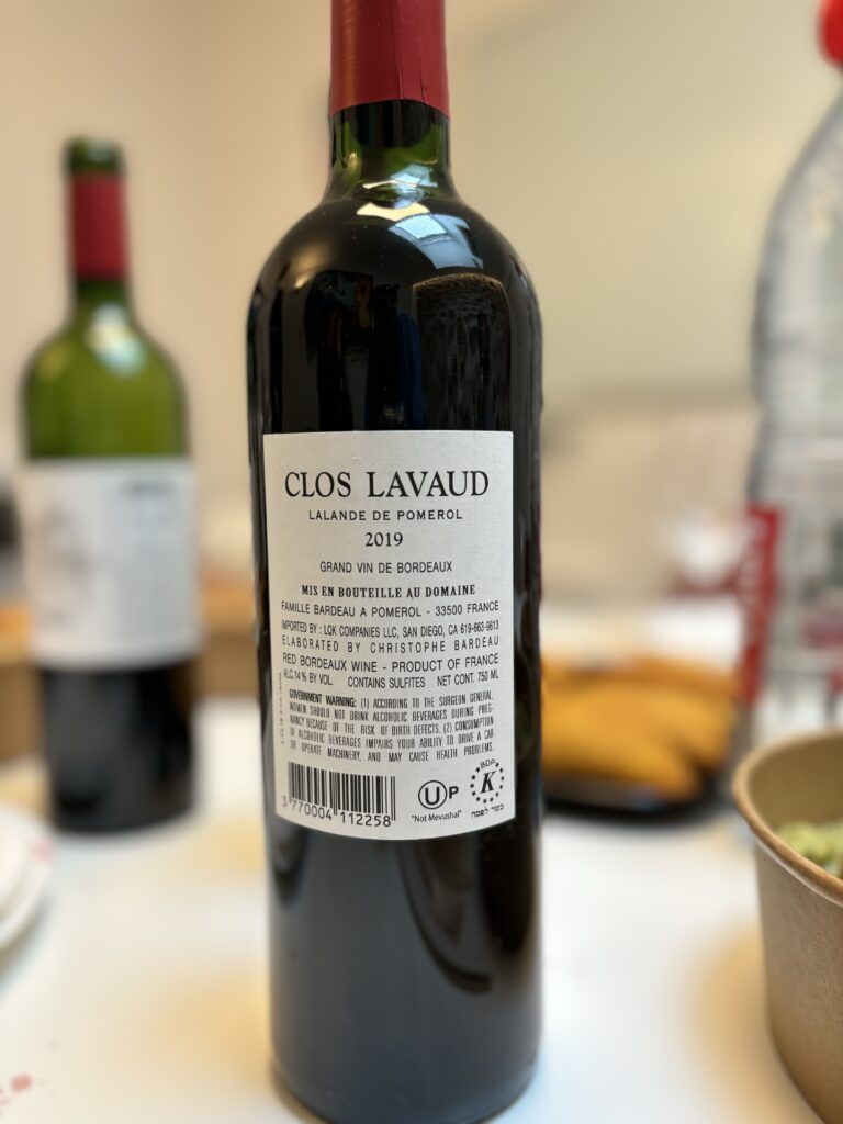 2019 Clos Lavaud, Lalande de Pomerol (back label);