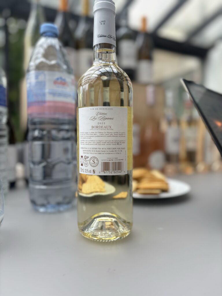 2023 Château Les Riganes, Blanc, Bordeaux (back label);