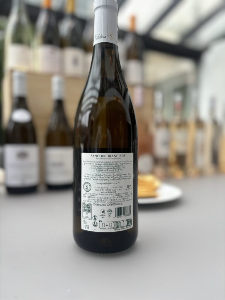 2023 J. de Villebois, Sancerre (back label);