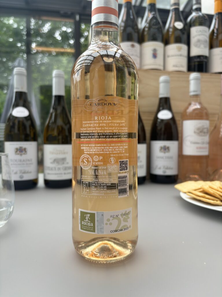 2023 Ramon Cardova, Rosado, Rioja (back label);