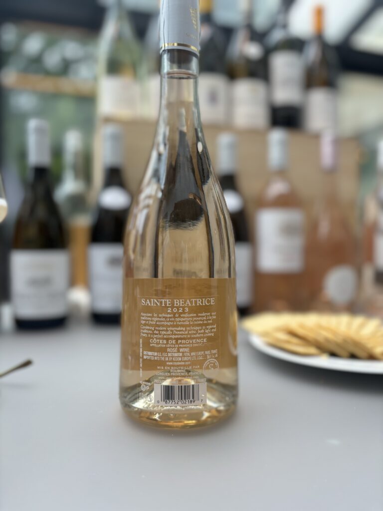 2023 Sainte Beatrice, B Rosé, Côtes de Provence (back label);