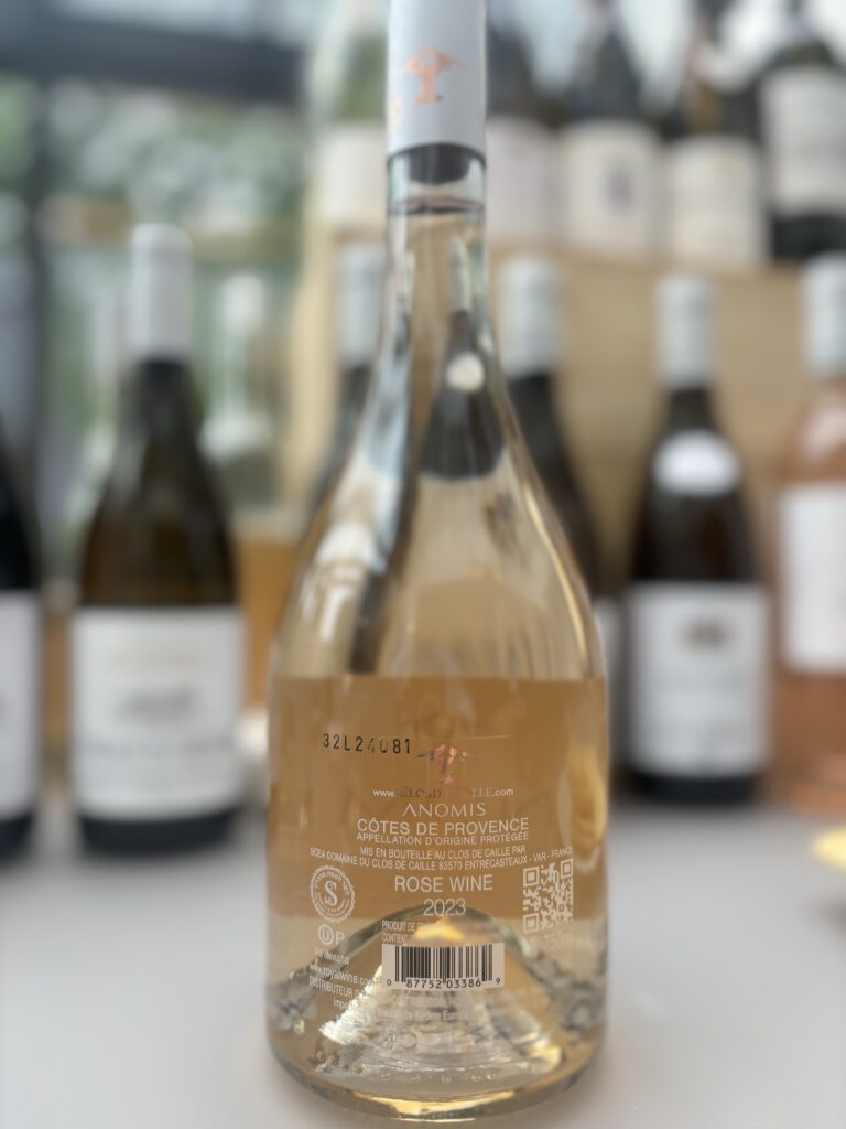 2023 Clos de Caille, Anomis, Côtes de Provence (back label);