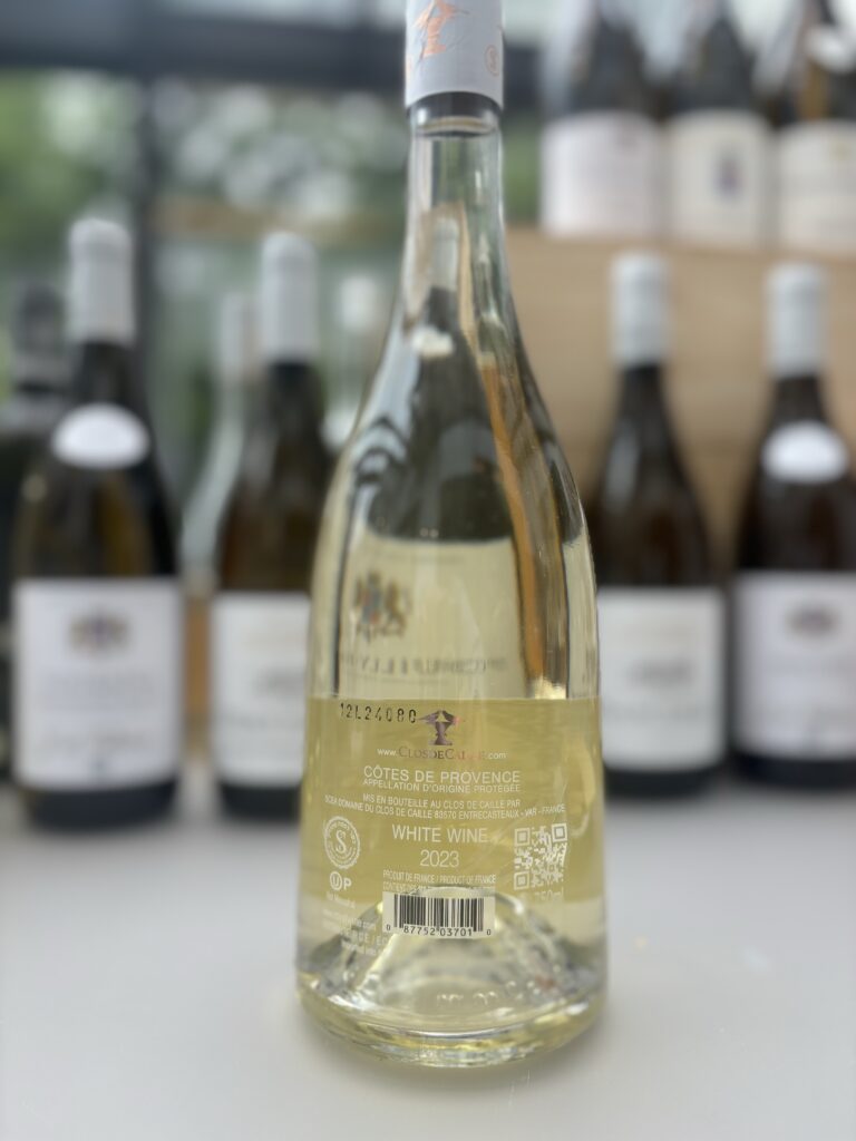 2023 Clos de Caille, Côtes de Provence (back label);