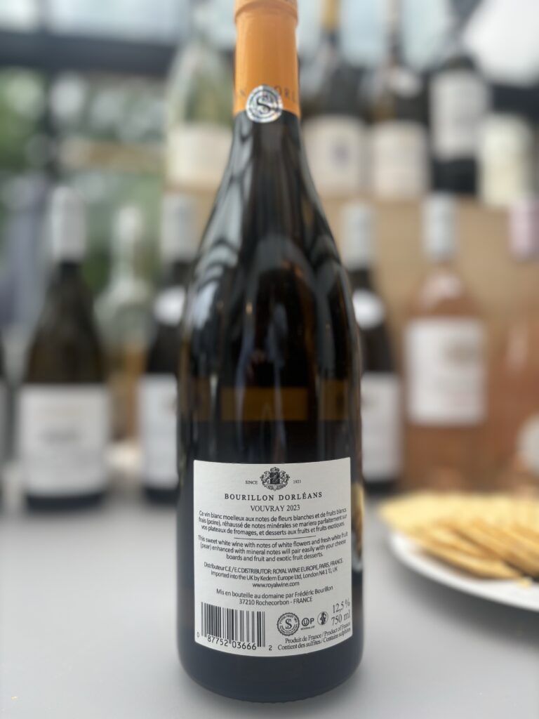2023 Domaine Bourillon D’Orleans, La Laviere, Vouvray, Moelleux (back label);