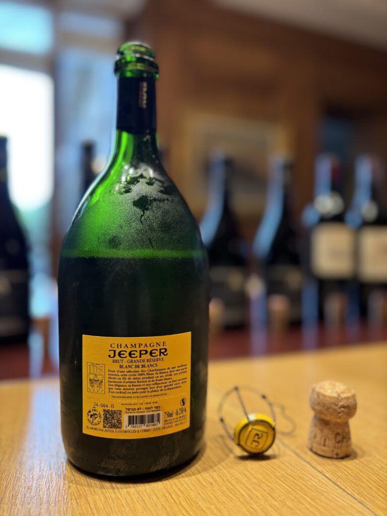 NV Champagne Jeeper, Brut, Grand Reserve, Blanc de Blancs (back label);