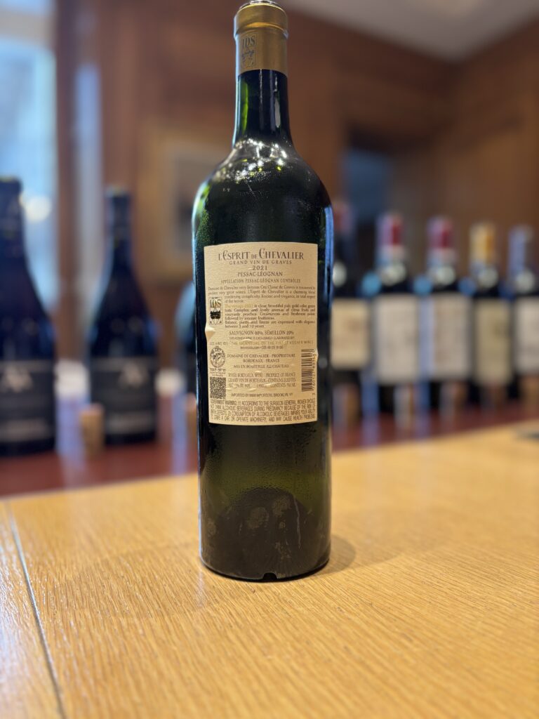 2021 L'Esprit de Chevalier,Blanc, Pessac-Leognan (back label);