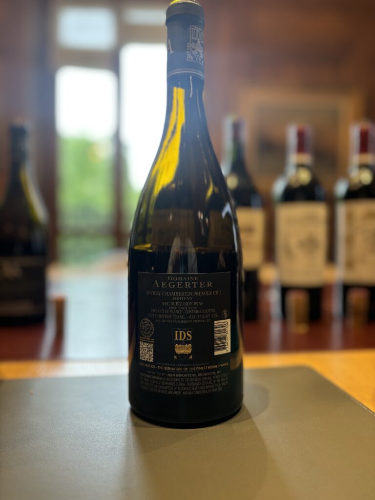 2022 Domaine Aegerter, Gevrey-Chambertin Premier Cru, Fonteny (back label);