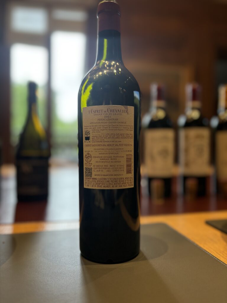 2021 L'Esprit de Chevalier, Pessac-Leognan (back label);