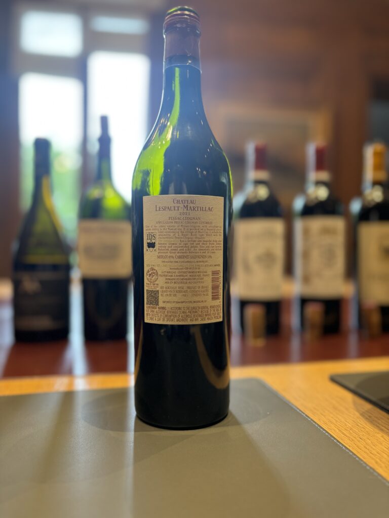 2021 Château Lespault-Martillac, Pessac-Leognan (back label);