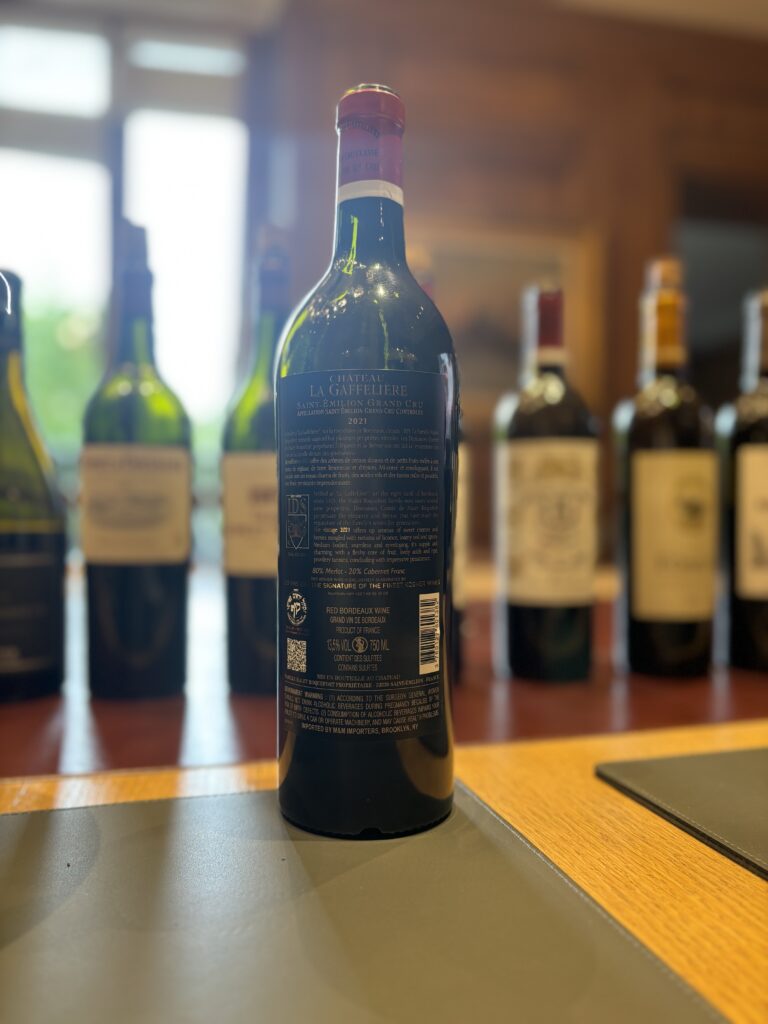 2021 Château La Gaffelière, Saint-Emilion Premier Grand Cru Classé (back label);