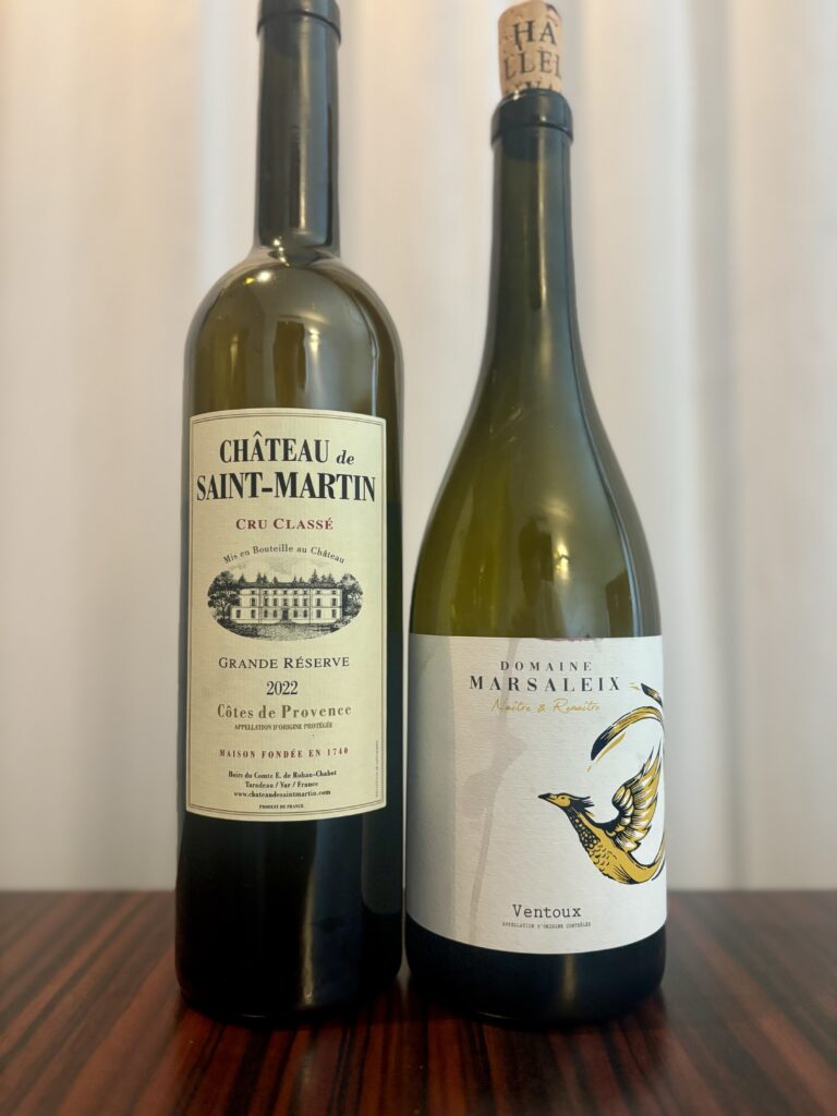 2022 Chateau Saint-Martin, Rouge, Cotes de Provence; 2020 Domaine Marsaleix, Ventoux, Naître & Renaître;