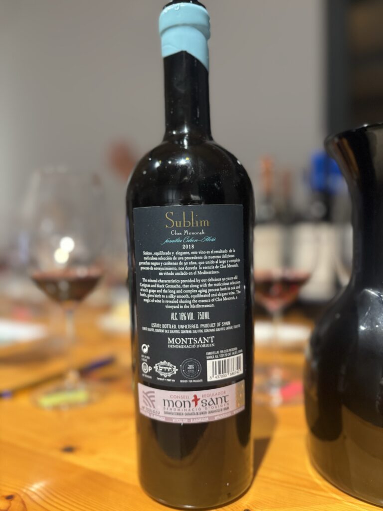 2018 Elvi Wines, Clos Mesorah, Sublim, Monsant (back label);