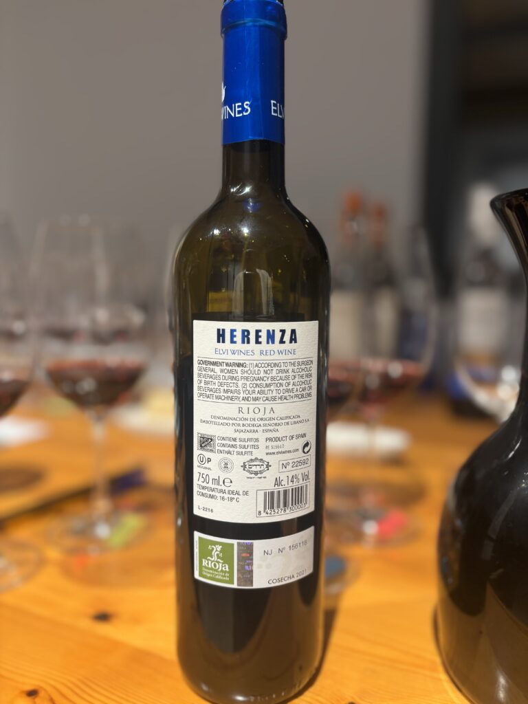 2021 Elvi Wines, Herenza, Rioja (back label);