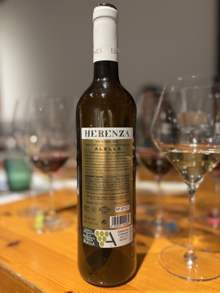 2023 Elvi Wines, Herenza, Alella (back label);