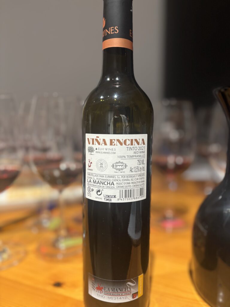 2021 Elvi Wines, Vina Encina, Tinto, La Mancha (back label);