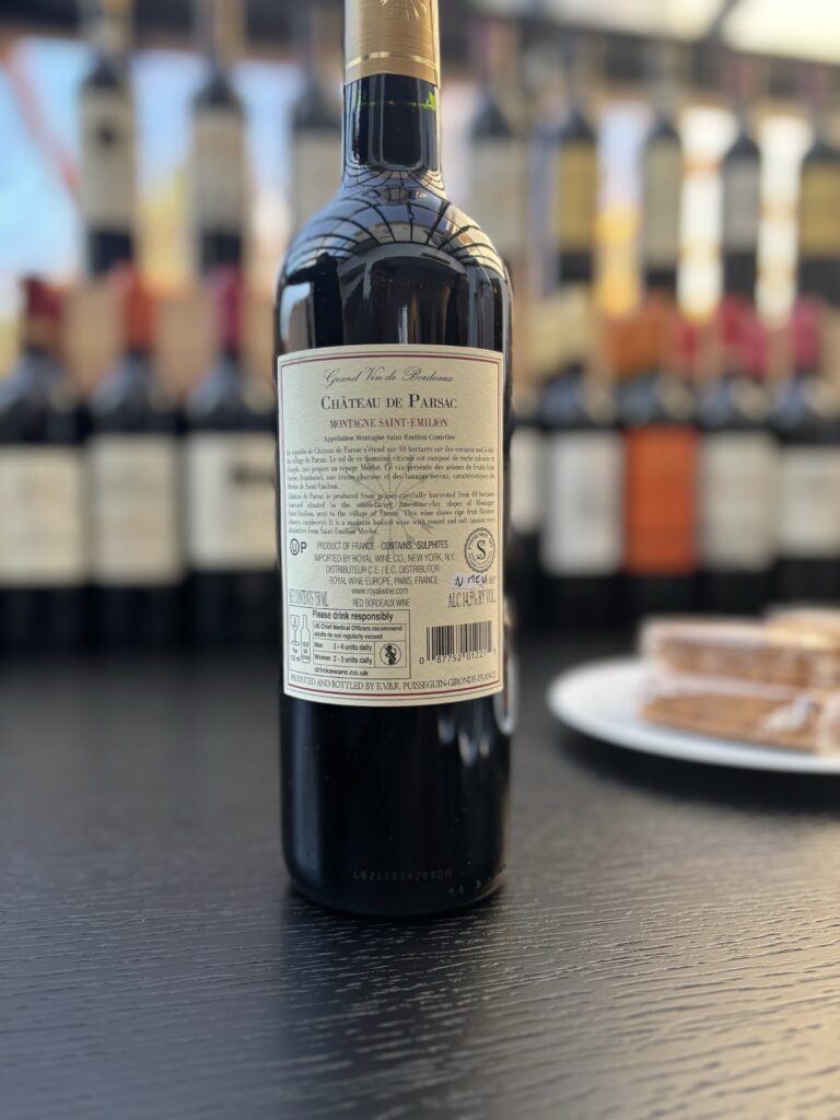 2023 Chateau de Parsac, Montagne Saint-Emillon (back label);