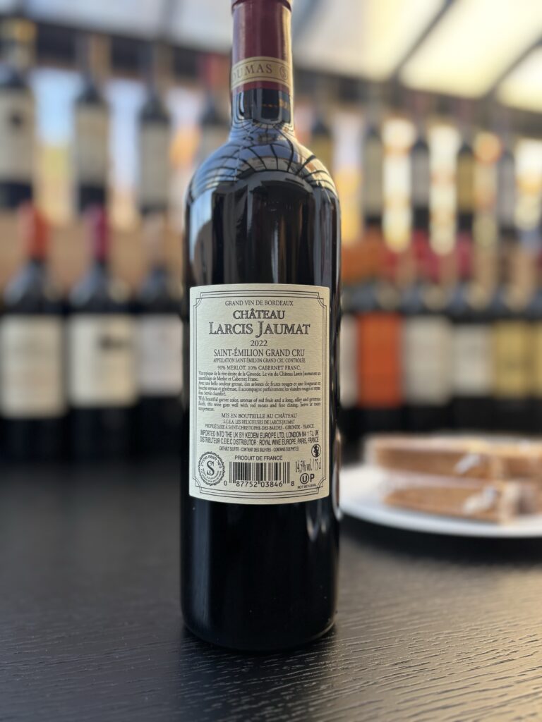 2022 Chateau Larcis Jaumat, Saint-Emilion Grand Cru (back label);