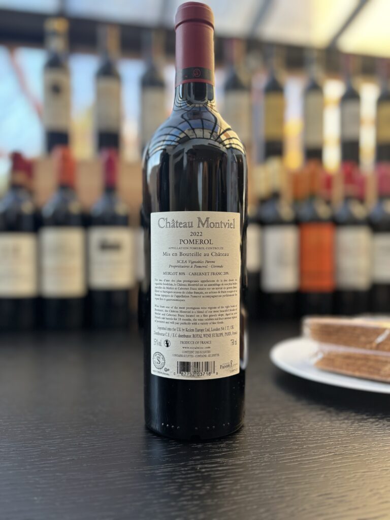 2022 Chateau Montviel, Pomerol (back label);