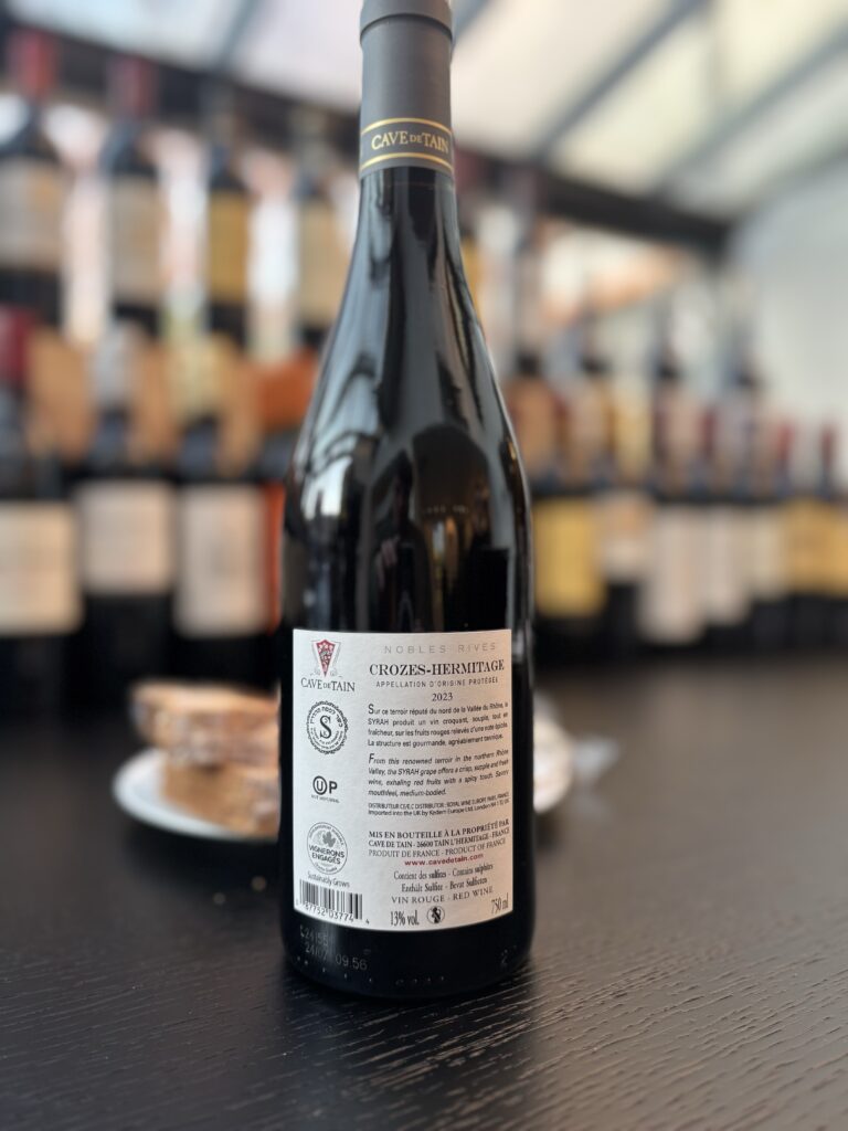 2023 Cave De Tain, Crozes Hermitage (back label);