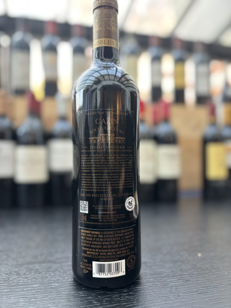 2022 Gazin Rocquencourt, Pessac-Leognan (back label);