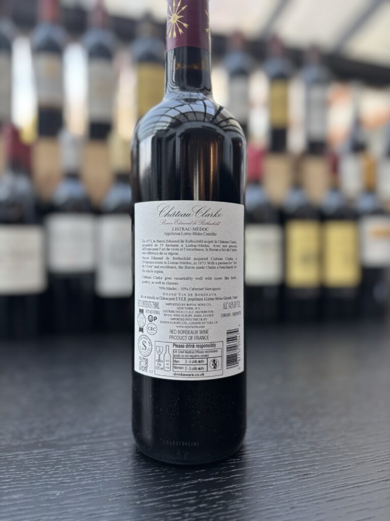 2022 Chateau Clarke, Baron Edound de Rothschild, Listrac-Medoc (back label);