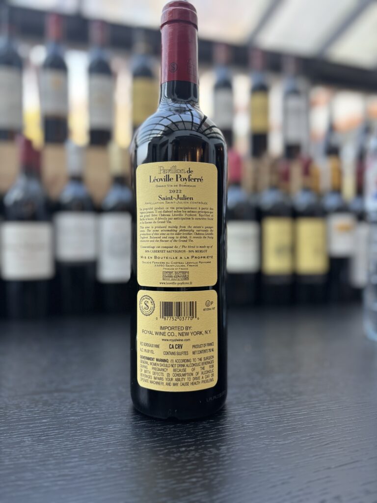 2022 Pavillon de Leoville Poyferre, Saint-Julien (back label);