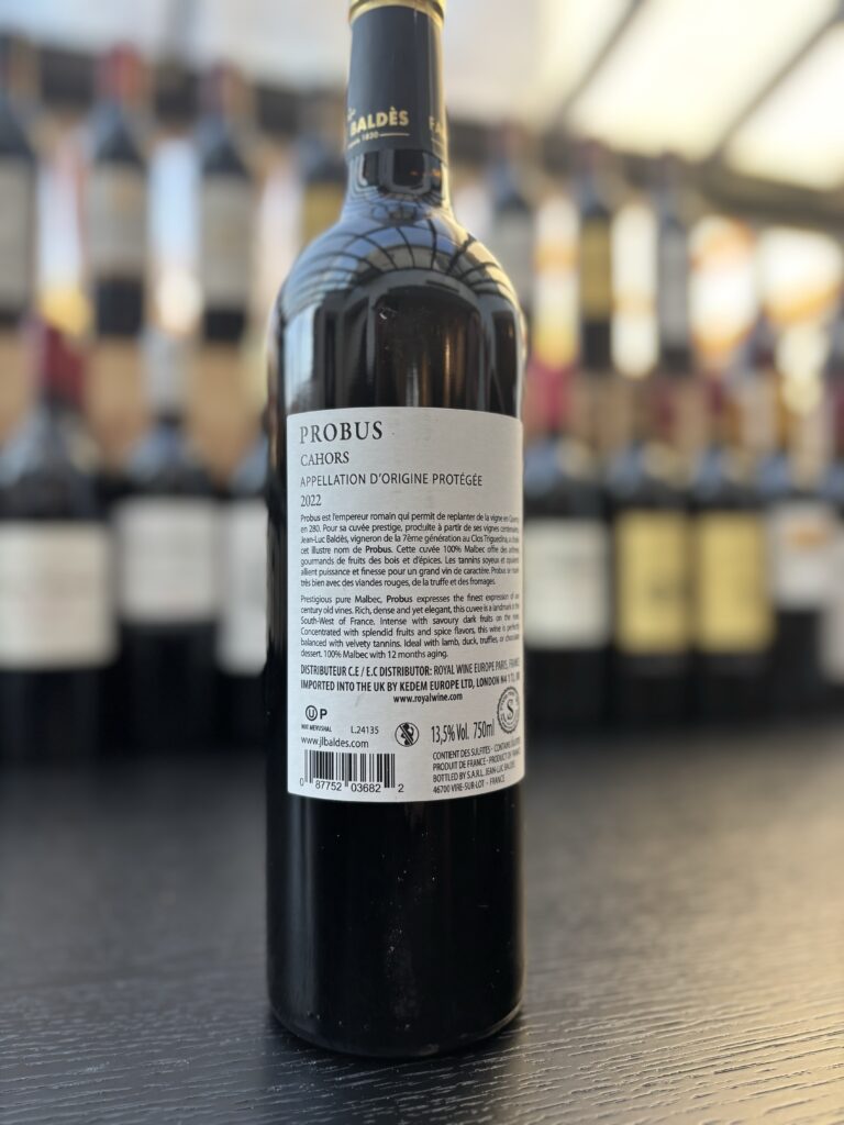 2022 Clos Triguedina, Probus, Cahors (back label);