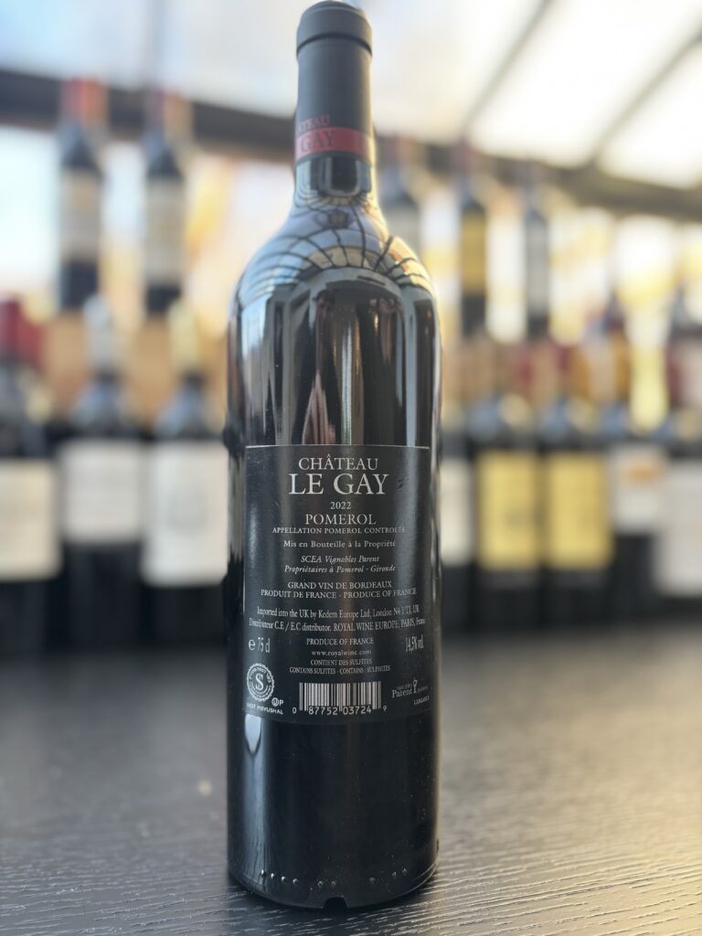 2022 Chateau le Gay, Pomerol (back label);