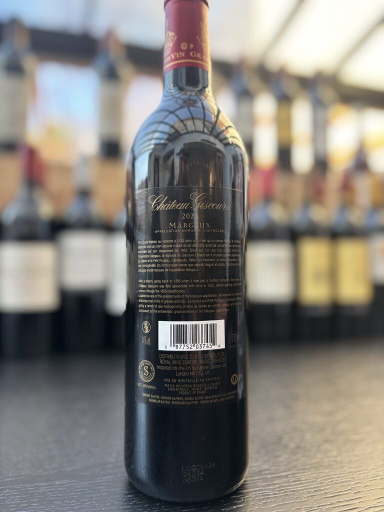 2022 Chateau Giscours, Margaux (back label);