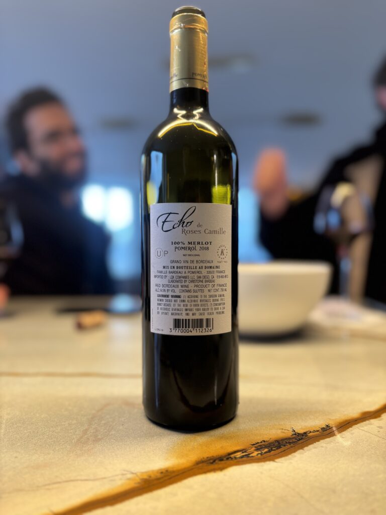 2018 Echo de Roses Camille, Pomerol (back label);