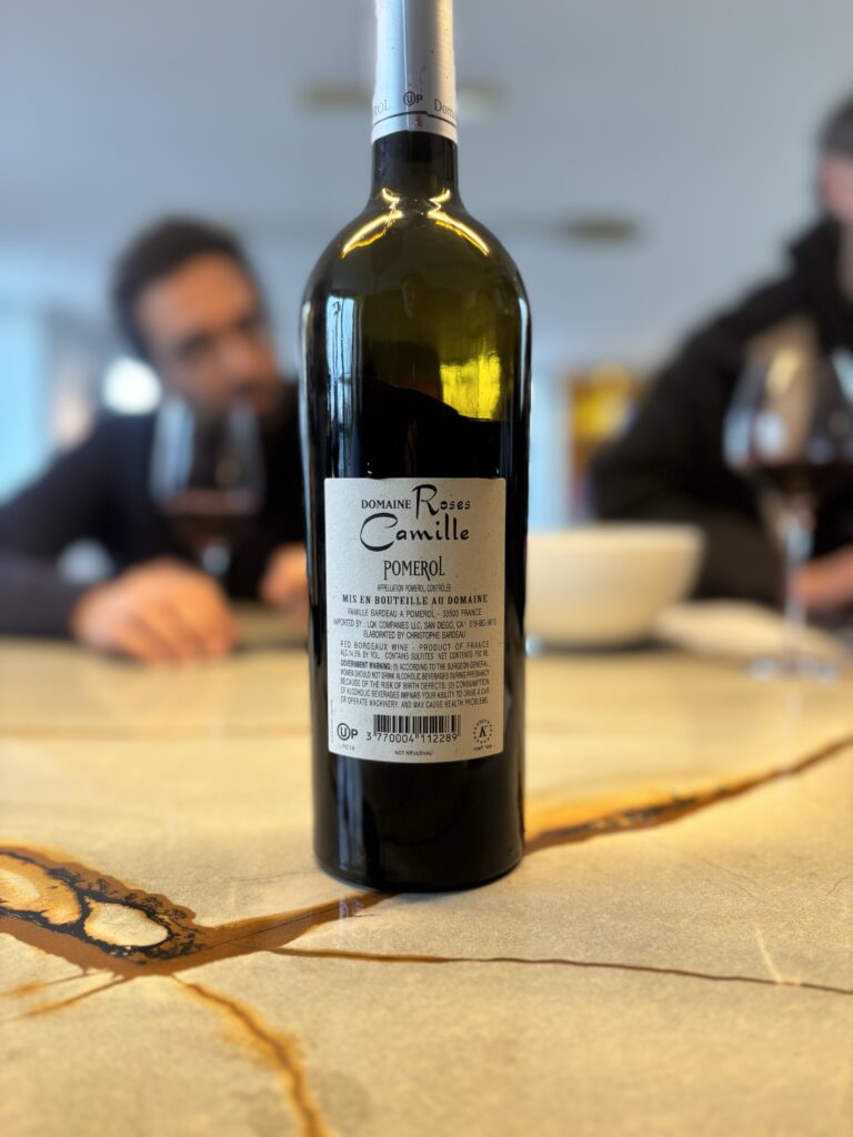 2018 Domaine Roses Camille, Pomerol (back label);