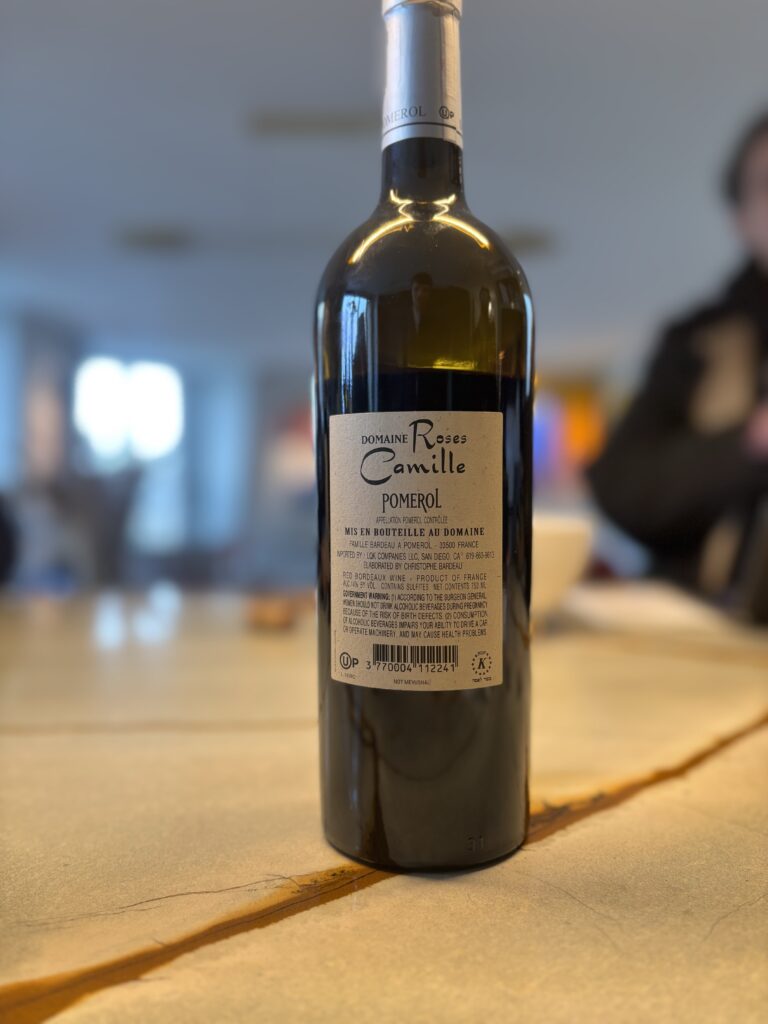 2017 Domaine Roses Camille, Pomerol (back label);