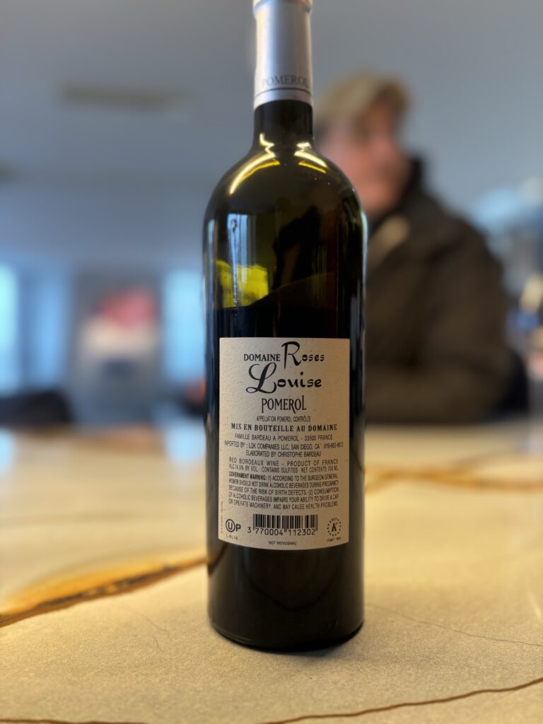 2018 Domaine Roses Louise, Pomerol (back label);
