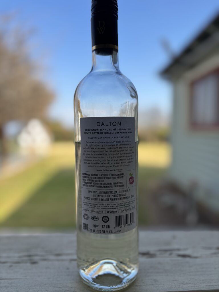 2024 Dalton Estate, Sauvignon Blanc, Fume (back label);