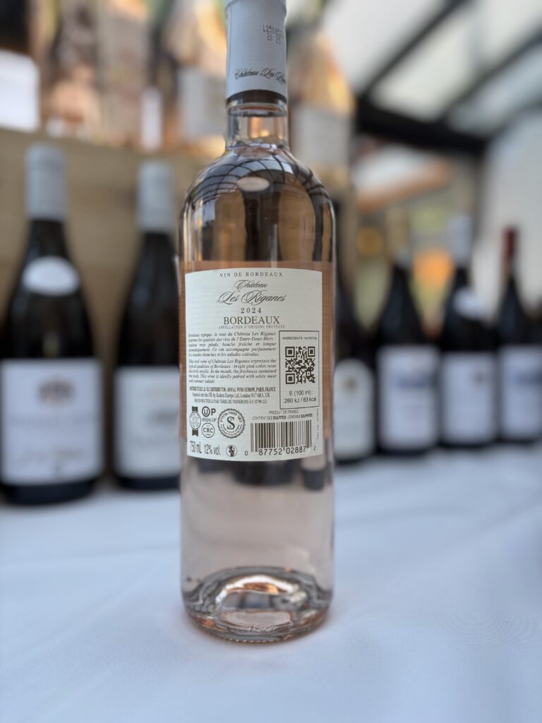 2024 Château Les Riganes, Rosé, Bordeaux (back label);